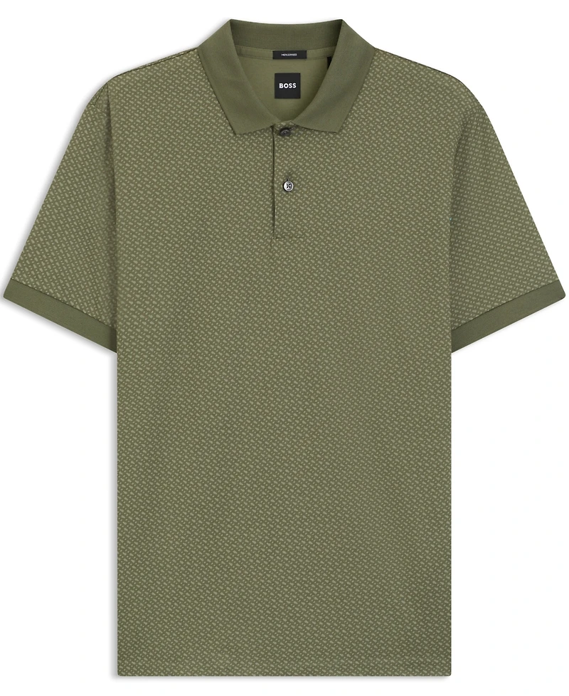 Boss by Hugo Men's Mercerized-Cotton Monogram Polo Shirt