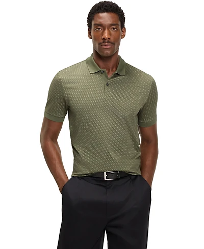 Boss by Hugo Men's Mercerized-Cotton Monogram Polo Shirt