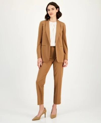 Anne Klein Womens Shawl Collar Open Front Blazer Twist Neck Sleeveless Top Hollywood Waist Pull On Pants