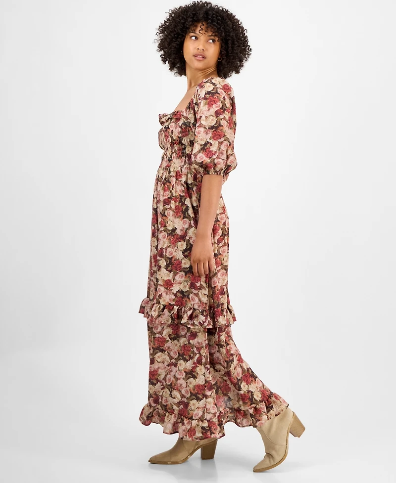 And Now This Women's Ruffle-Trim Puff-Sleeve Maxi Dress, Macy's Exclusive