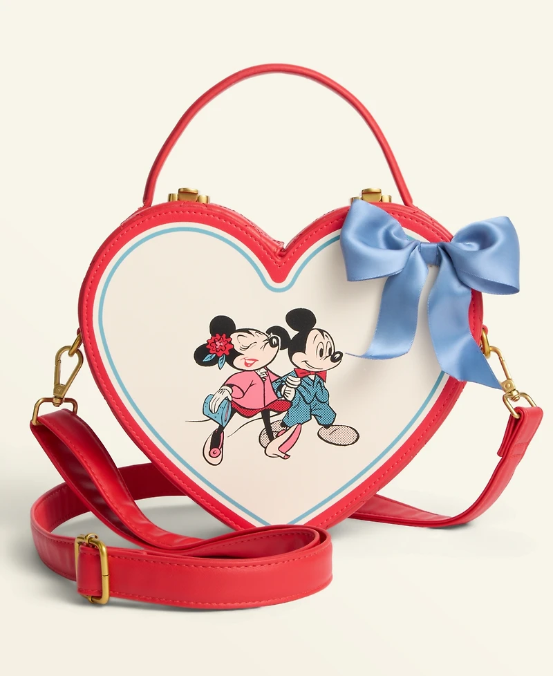 Loungefly Disney | Macy's Mickey Mouse & Minnie Mouse Heart Shaped Crossbody Handbag, Created for Macy's