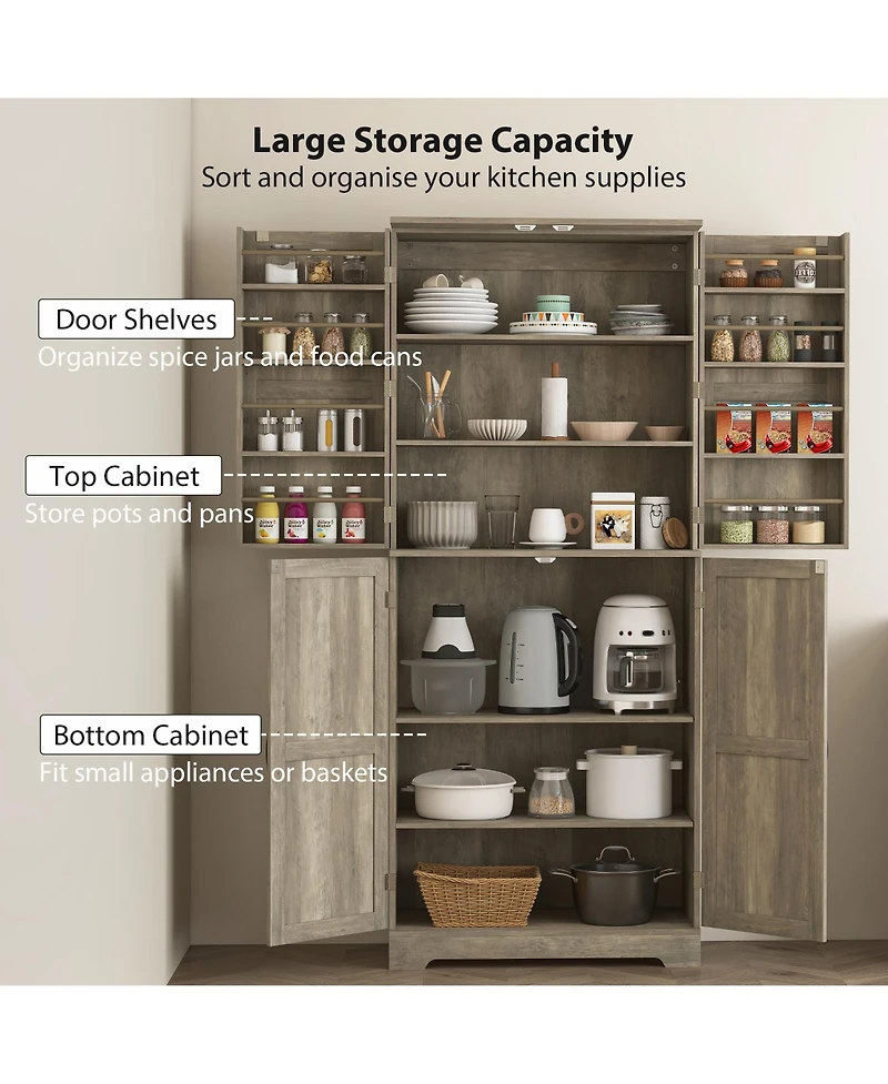 Homcom 72" Farmhouse Kitchen Pantry Cabinet, Tall Storage Cabinet,