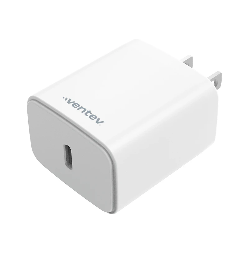 Ventev 20W Ultrafast Usb C Universal Wall Charger with Usb C to Apple Lightning Cable-White