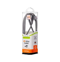 Ventev Alloy Usb C to Usb C High Speed Ultradurable Foot Cable-Silver