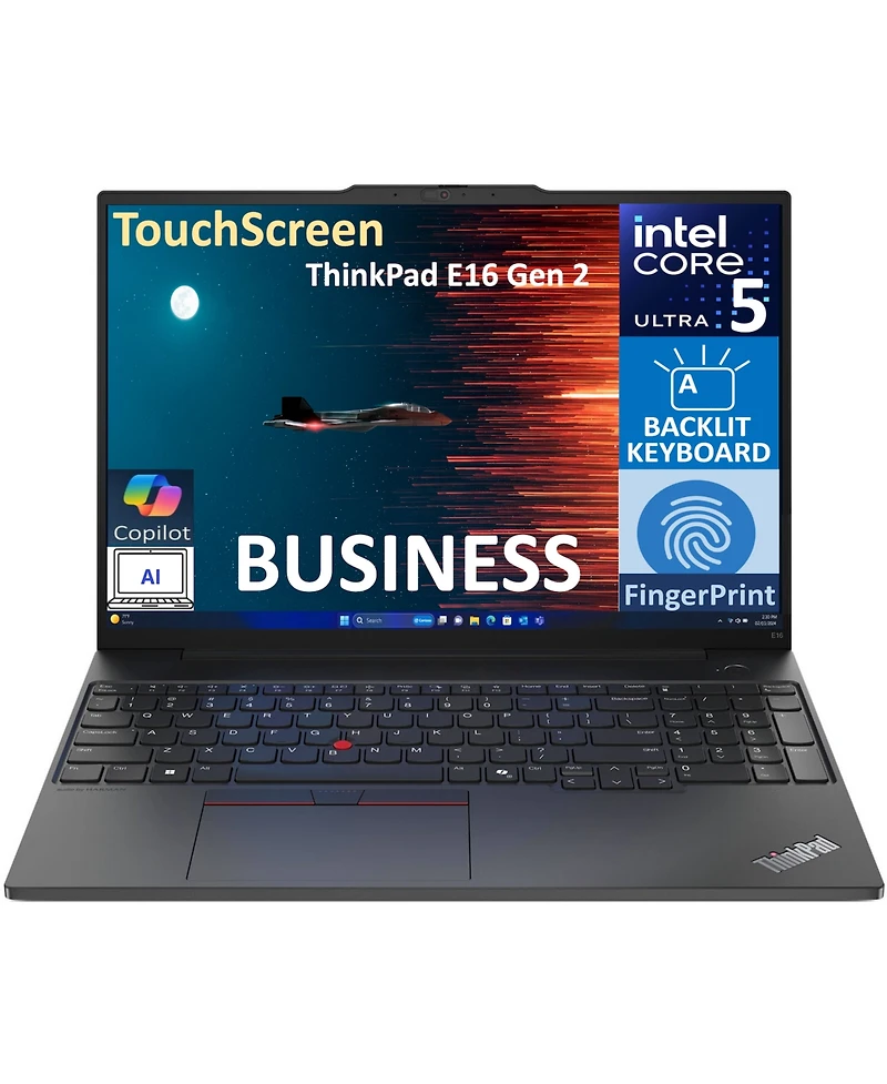 Lenovo ThinkPad E16 Gen 2 Laptop (Intel Ultra 5-125U 12-Core, 8GB DDR5 5600MHz Ram, 256GB Ssd, Intel Graphics, 16.0" 60 Hz Touch Fp,Bt, Win 11 Pro)