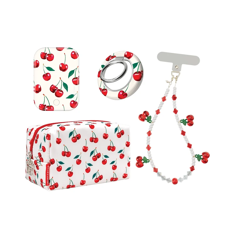 Velvet Caviar Phone Accessories Gift Set includes Charm, Battery Pack, Grip Ring and Travel Bag