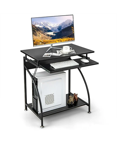 Mecale 27.5 Inch Laptop Table Computer Desk for Small Spaces with Pull-out Keyboard Tray