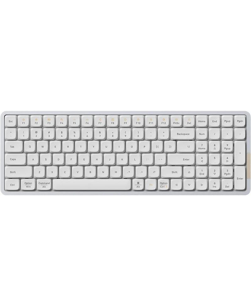 Lofree Flow Low-Profile Mechanical Keyboard, 100 Keys Rechargeable Wireless, Bluetooth & Wired, White Ghost Linear Switches for Windows, Mac