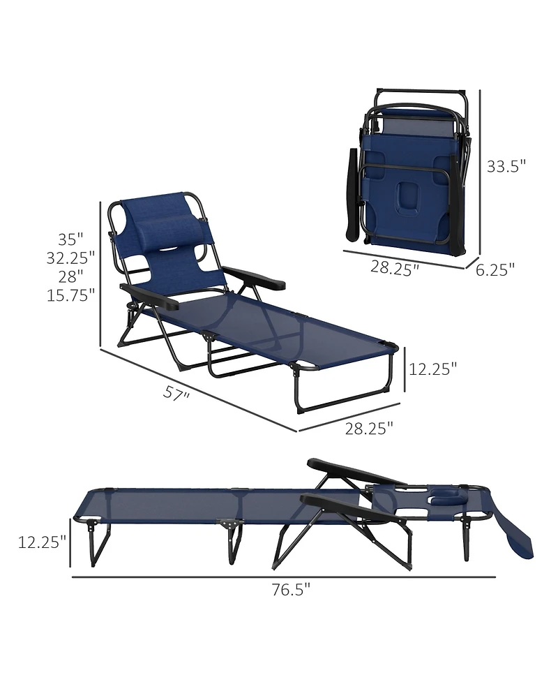 Outsunny Folding Lounge Chair w/ Reclining Back, ning Chair, Light