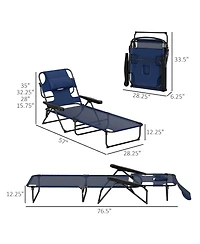 Outsunny Folding Lounge Chair w/ Reclining Back, ning Chair, Light