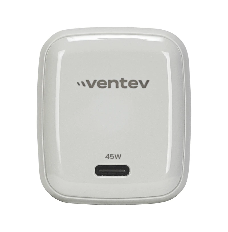 Ventev 45W Ultrafast Usb C Universal GaN Mini Wall Charger and 240W Usb C to Usb C Cable-White
