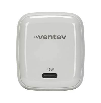 Ventev 45W Ultrafast Usb C Universal GaN Mini Wall Charger and 240W Usb C to Usb C Cable-White