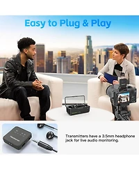 Zealsound Wireless Lavalier Mic 2-Pack, Bluetooth Lapel Mic for iPhone, Android, Camera, iPad, Tablet, Pc, Noise Cancel, Echo, for Video Recording