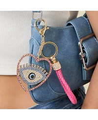Jessica Simpson Evil Eye Heart Keychain with Pink Strap