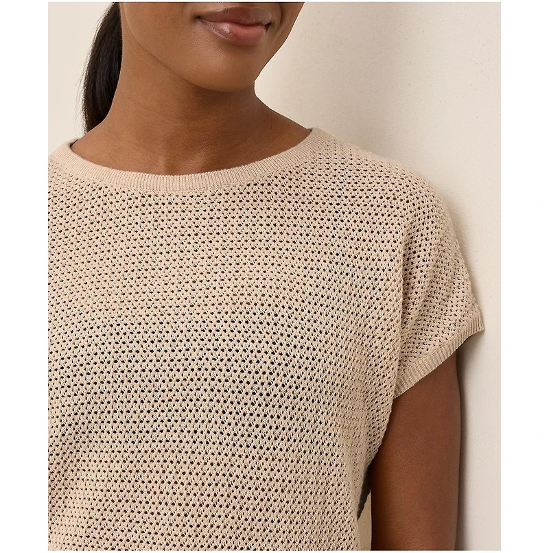 Pact Beachside Crochet Knit Short Sleeve Top
