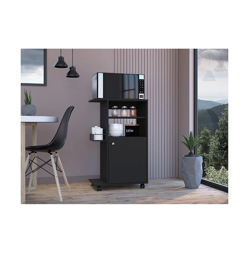 Slickblue Contemporary Rolling Kitchen Cart with Storage Shelves and Locking Wheels