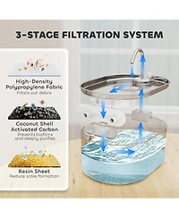 PawHut Stainless Steel Cat Water Fountain, 246 oz. / 7L Pet Water Fountain