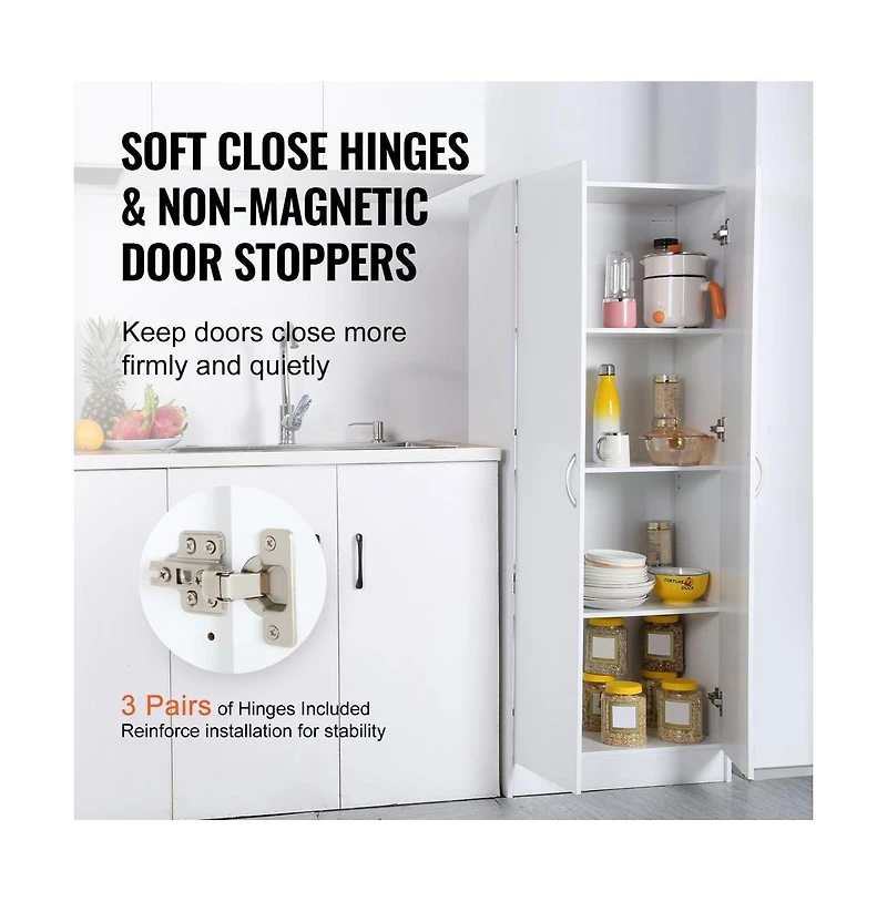 Slickblue Kitchen Pantry Cabinet with Shelves for Food Storage and Organization