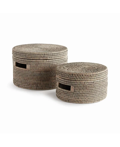 Napa Home & Garden Burma Rattan Round Lidded Boxes Set of 2