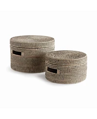Napa Home & Garden Burma Rattan Round Lidded Boxes Set of 2
