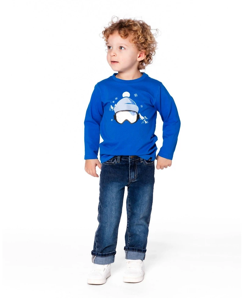 Deux par Baby Boy Long Sleeve Cotton Jersey Tee Blue