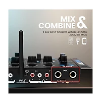 Pyle Bluetooth 3-Channel Dj MP3 Mixer with Mic-Talkover, Usb Flash Reader, Dual Rca & Microphone Inputs