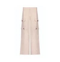 The Noli Shop Womens Milan Linen Shimmer Cargo Pant - Gilded Beige