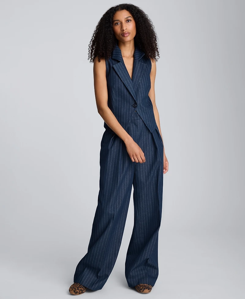 Kenneth Cole Women's Pinstripe High Rise Ankle Pants