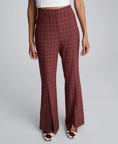 Kenneth Cole Women's Plaid High-Rise Pants