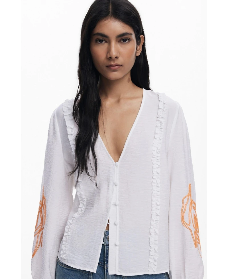 Desigual Women's Balloon blouse with leaves