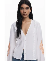 Desigual Women's Balloon blouse with leaves