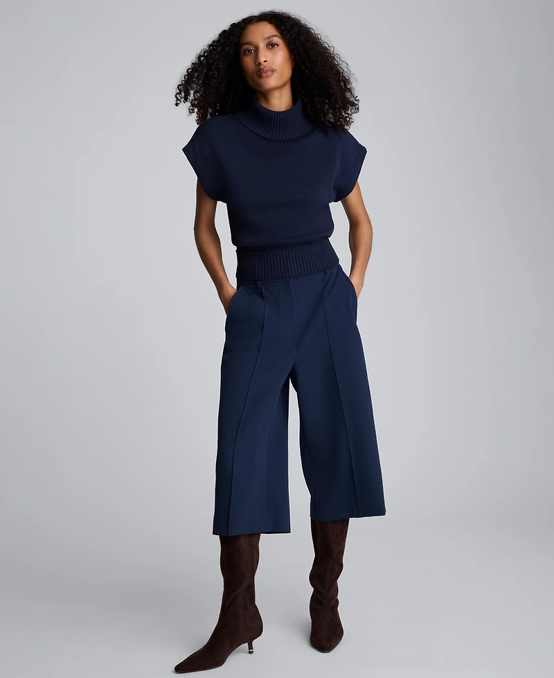 Kenneth Cole Women's High-Rise Wide Leg Culottes Pants