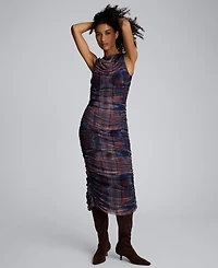 Kenneth Cole Women's Printed Ruched Midi Dress