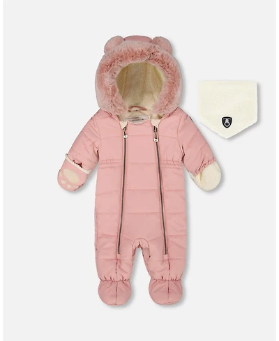 Deux par Baby Girl One-Piece Layette Snowsuit Designed for Car Seat Dusty Pink
