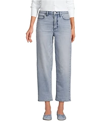 Lands' End Women's Soft Denim Mid Rise Relaxed Straight Crop Jeans