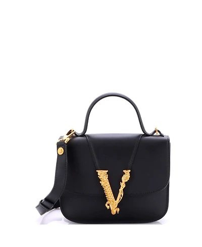 Pre-Owned Versace Small Virtus Top Handle Bag Leather