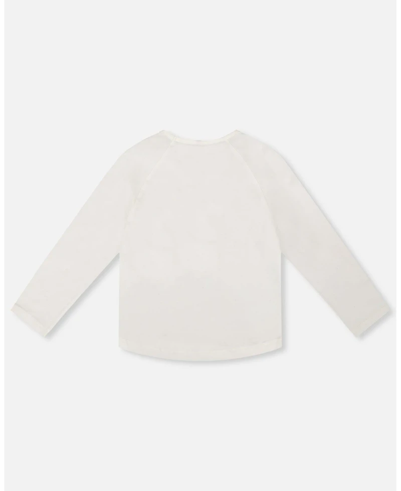 Deux par Girl Cotton T-Shirt Off White with Llama