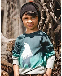 Deux par Boy Long Sleeve Cotton Gradient Jersey Tee Dark Teal