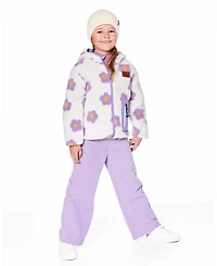 Deux par Big Girls Reversible Mid-Season Sherpa Jacket Lavender Flower