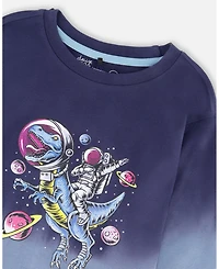 Deux par Big Boys Long Sleeve Cotton Gradient Jersey Tee Blue