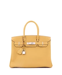 Pre-Owned Hermes Birkin 30 Handbag Yellow Togo with Palladium Hardware