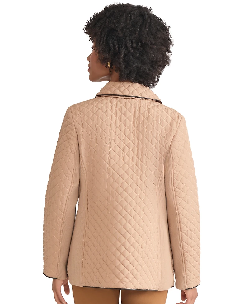 Jones New York Women's Quilted Snap Front Long Sleeve Jacket