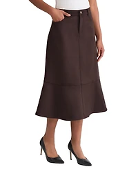 Jones New York Women's Fly Front Flared Midi Skirt