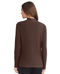 Jones New York Women's Sutton Ribbed Mock-Neck Long-Sleeve Sweater