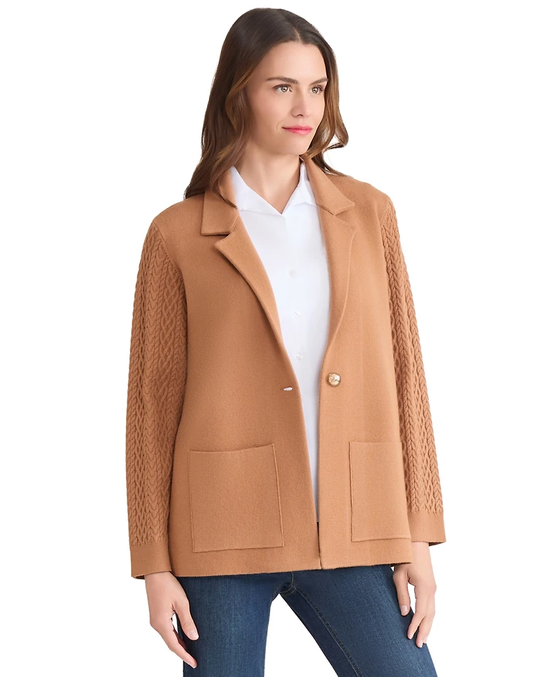 Jones New York Women's Knit Long Sleeve One-Button Blazer