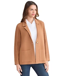 Jones New York Women's Knit Long Sleeve One-Button Blazer