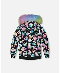 Deux par Girl Two-Piece Play Snowsuit with Printed Jacket Pink - Toddler|Child