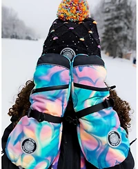 Deux par Girl Winter Mittens Teknik Pink and Blue Marble - Toddler|Child