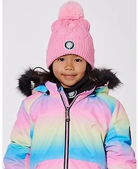 Deux par Baby Girls Lined Knit Pompom Hat Pink