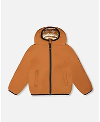 Deux par Toddler Unisex Reversible Mid-Season Sherpa Jacket Brown Aztec Pattern
